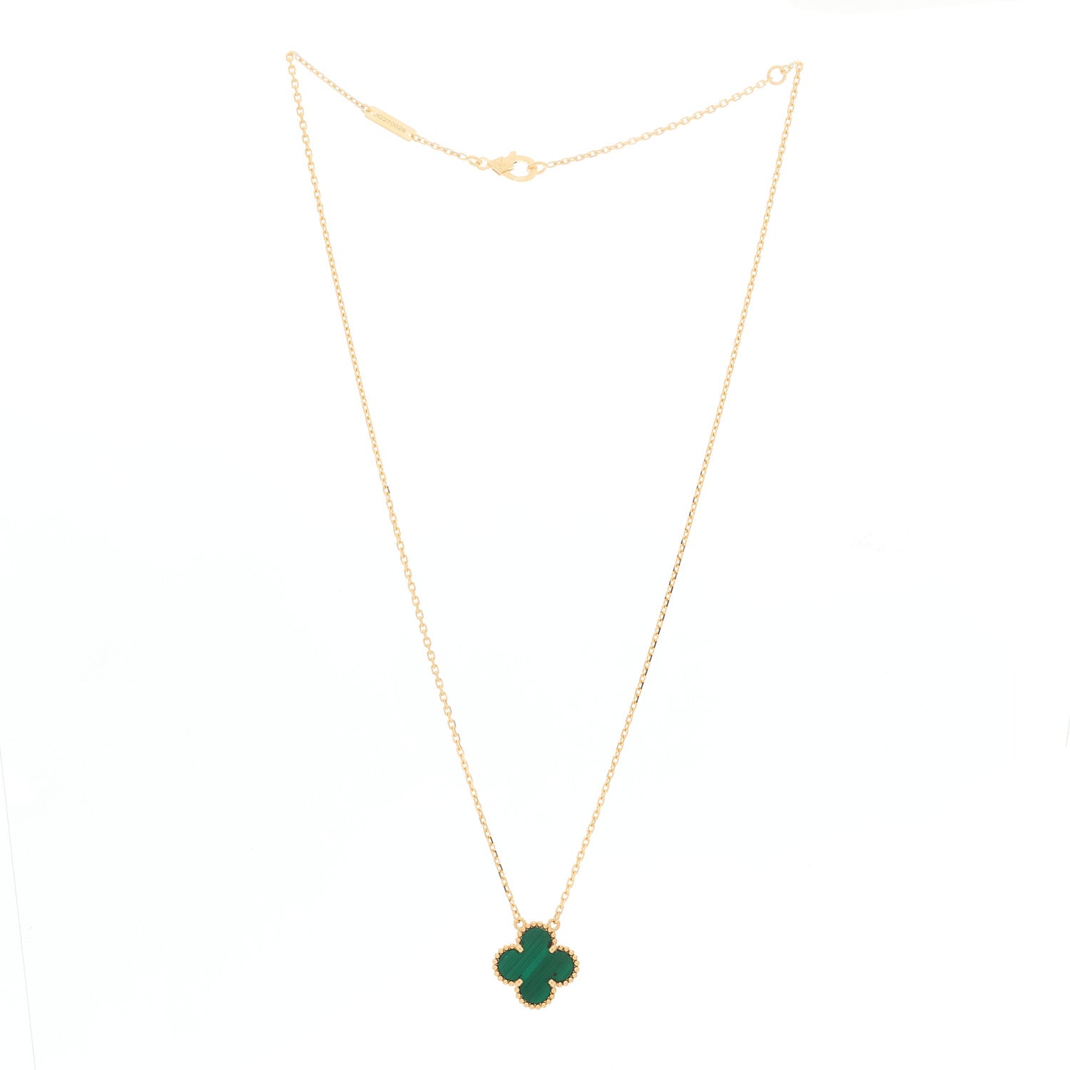 Van Cleef & Arpels 18K Yellow Gold Malachite Vintage Alhambra Pendant Necklace 3 of 5