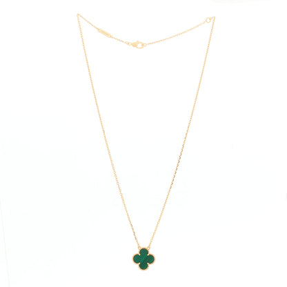 Van Cleef & Arpels 18K Yellow Gold Malachite Vintage Alhambra Pendant Necklace 3 of 5