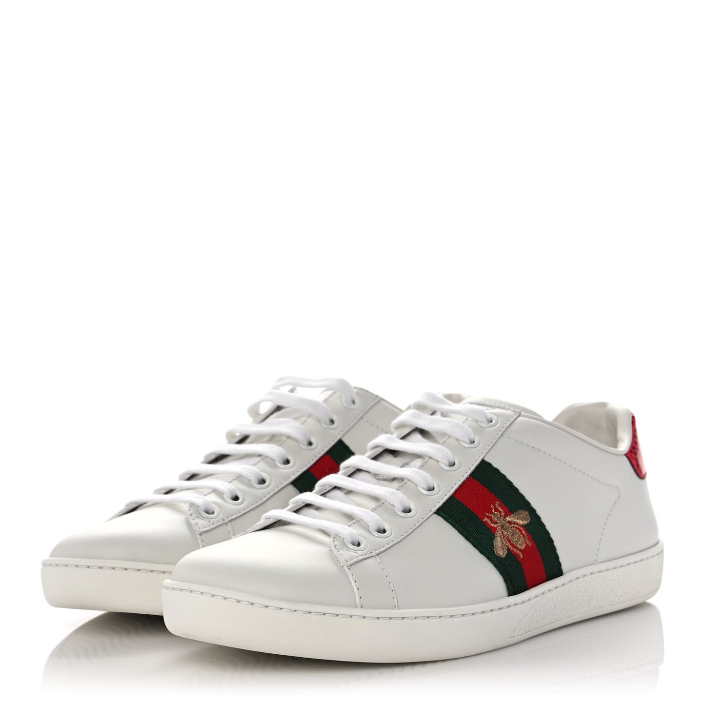Calfskin Ayers Bee Embroidered Womens Ace Sneakers 38.5 White Green