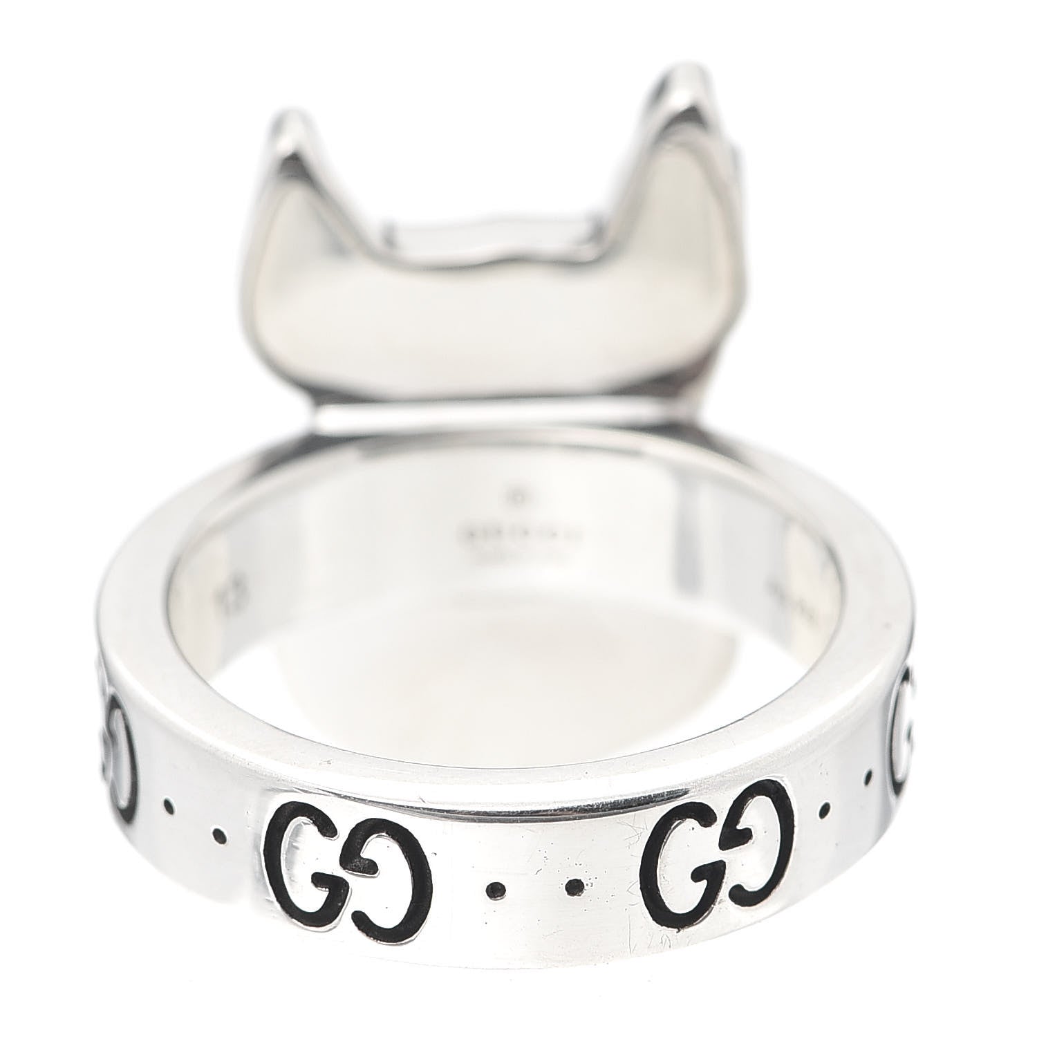 Gucci Sterling Silver Enamel Orso Ring 53 6.25 3 of 7