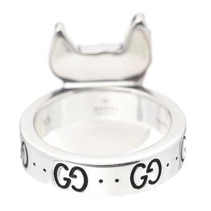 Gucci Sterling Silver Enamel Orso Ring 53 6.25 3 of 7