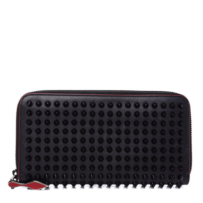 Christian Louboutin Calfskin Panettone Spiked Zip Around Wallet Black 1 of 7