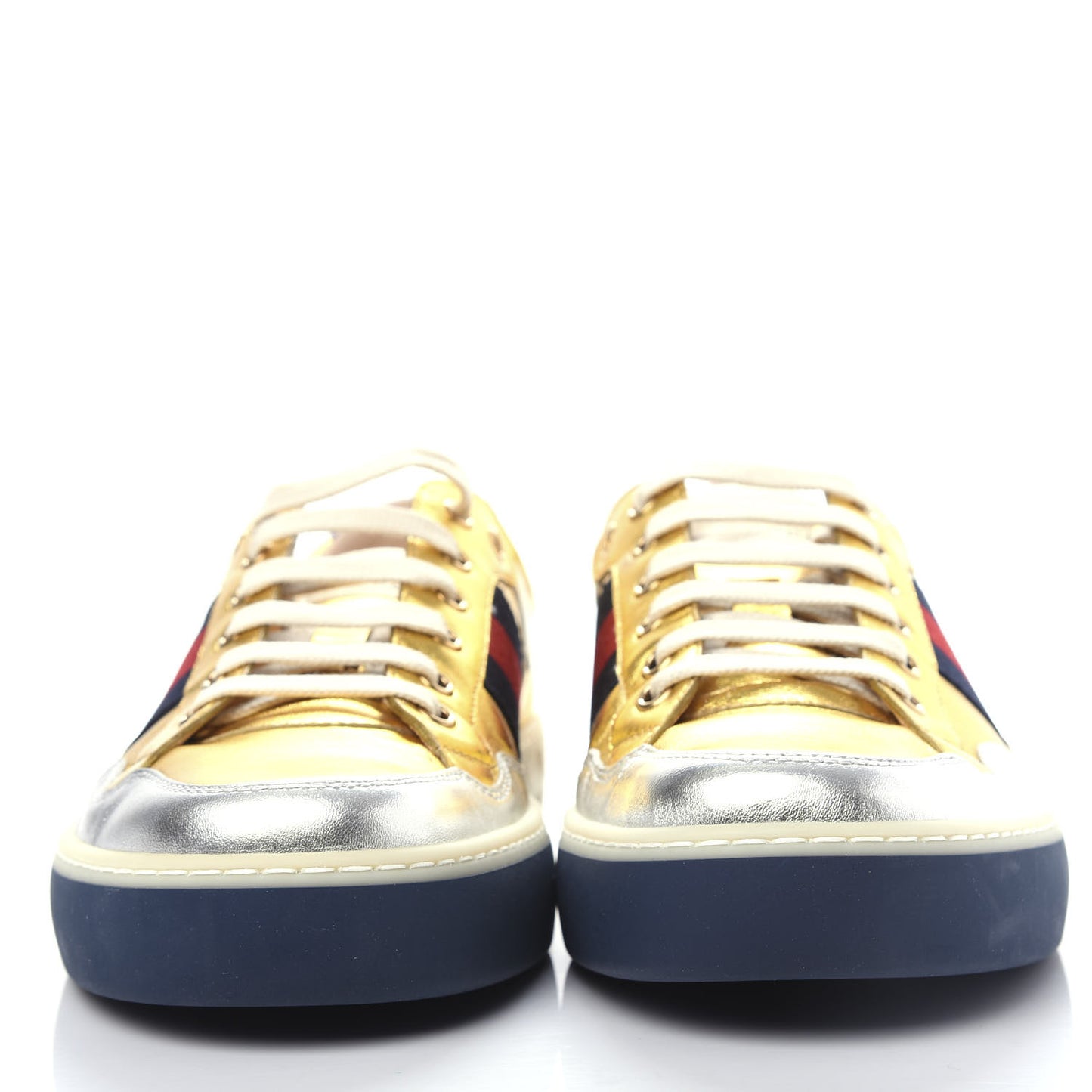 Metallic Nappa Web Mens Low Top Sneakers 8.5 Argento Oro Vecchio