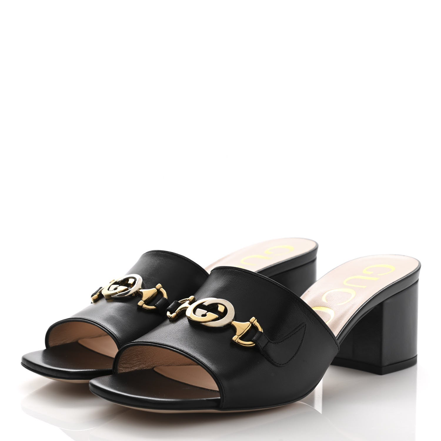 Gucci Malaga Kid Zumi Mid Heel Slide Sandals 39 Black 3 of 8