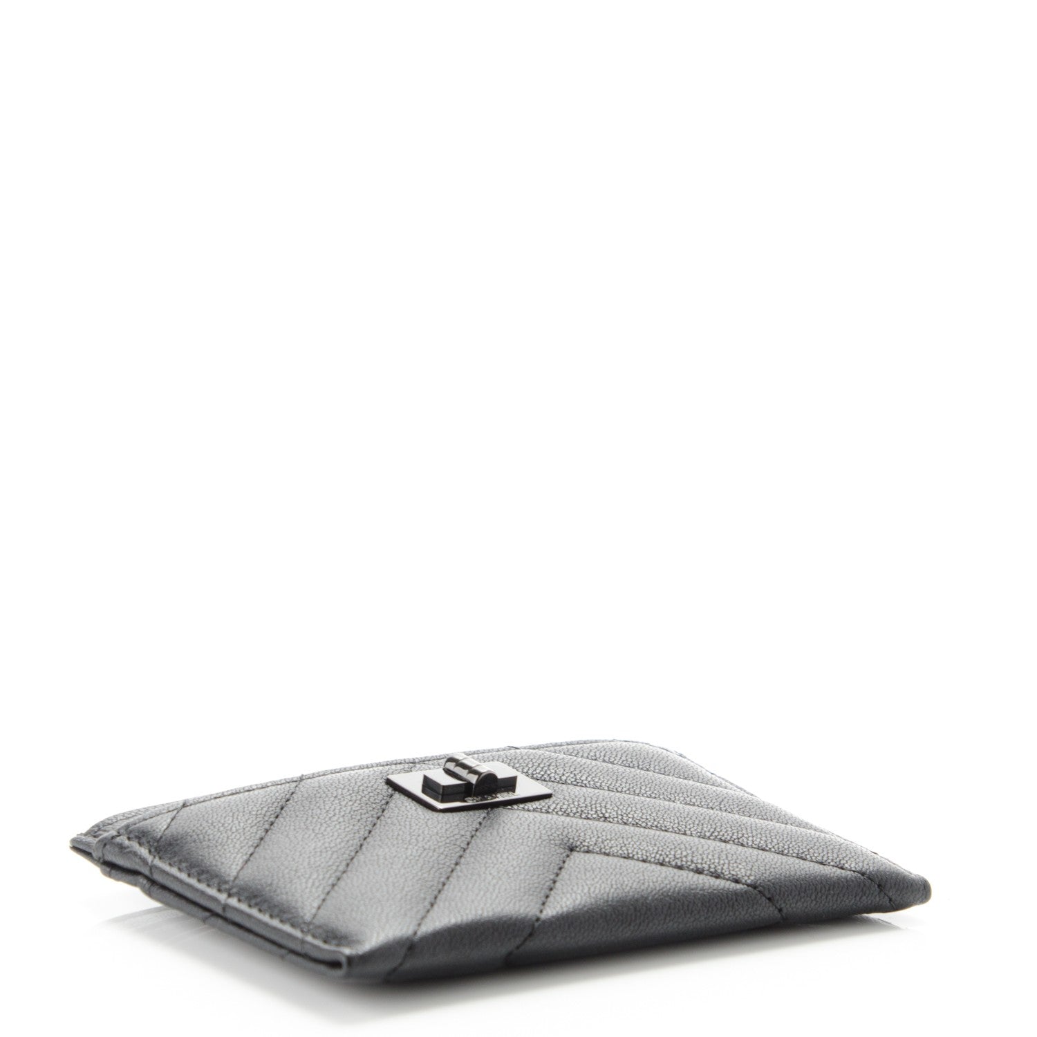 Chanel Sheepskin Chevron Quilted Reissue Card Holder So Black 4 of 7