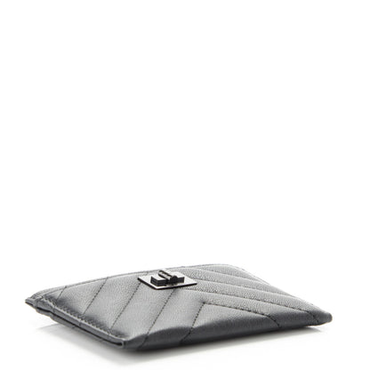 Chanel Sheepskin Chevron Quilted Reissue Card Holder So Black 4 of 7
