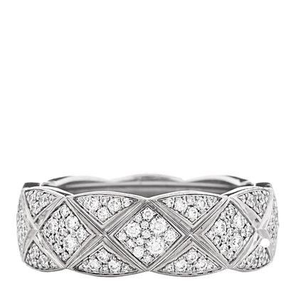 Chanel 18K White Gold Diamond Small Coco Crush Pave Ring 52 6 3 of 4
