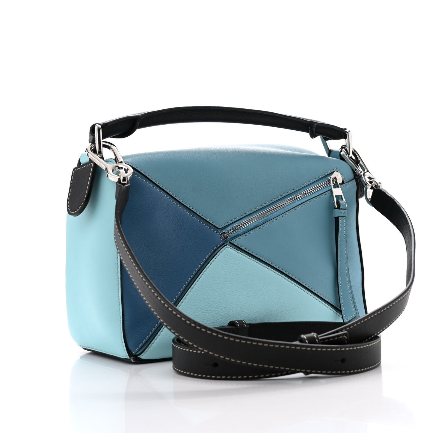Calfskin Small Puzzle Bag Light Blue Aqua