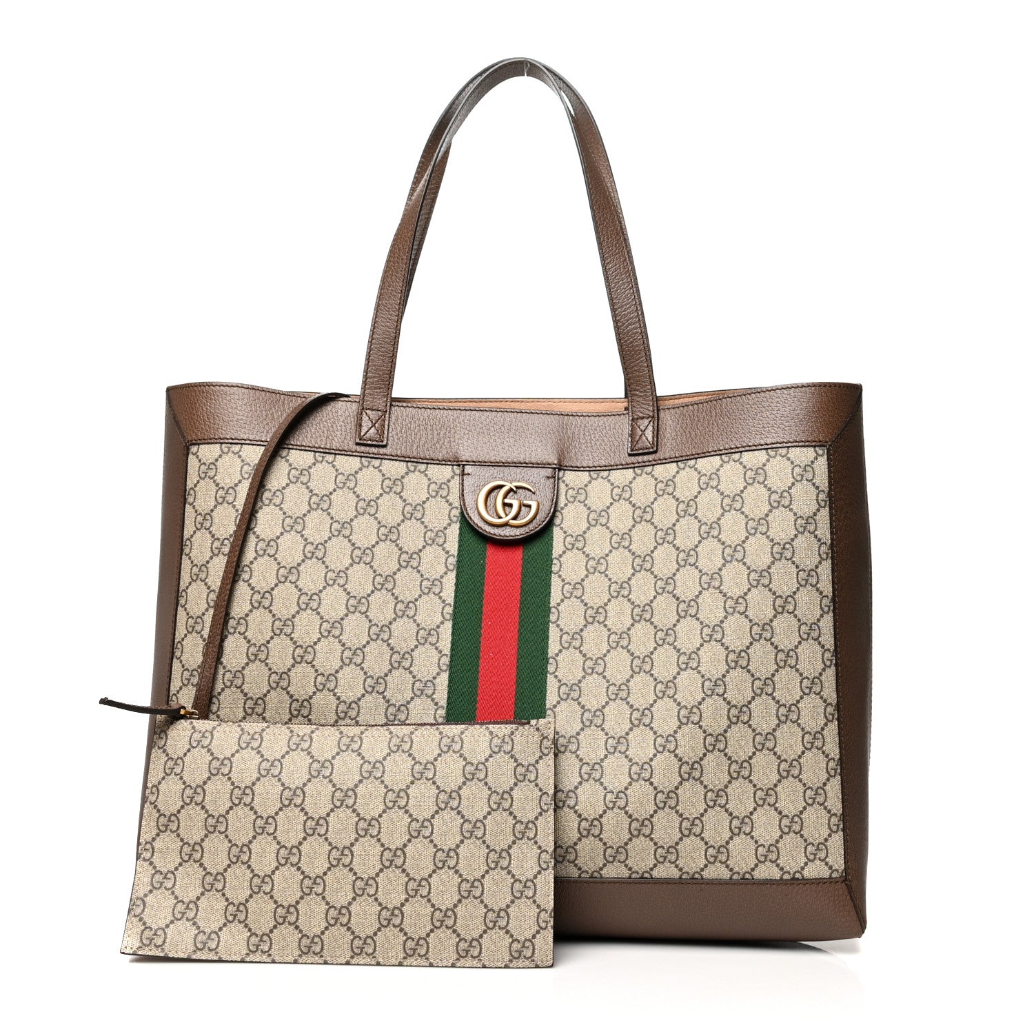 Gucci GG Supreme Monogram Web Ophidia Tote Brown 1 of 15