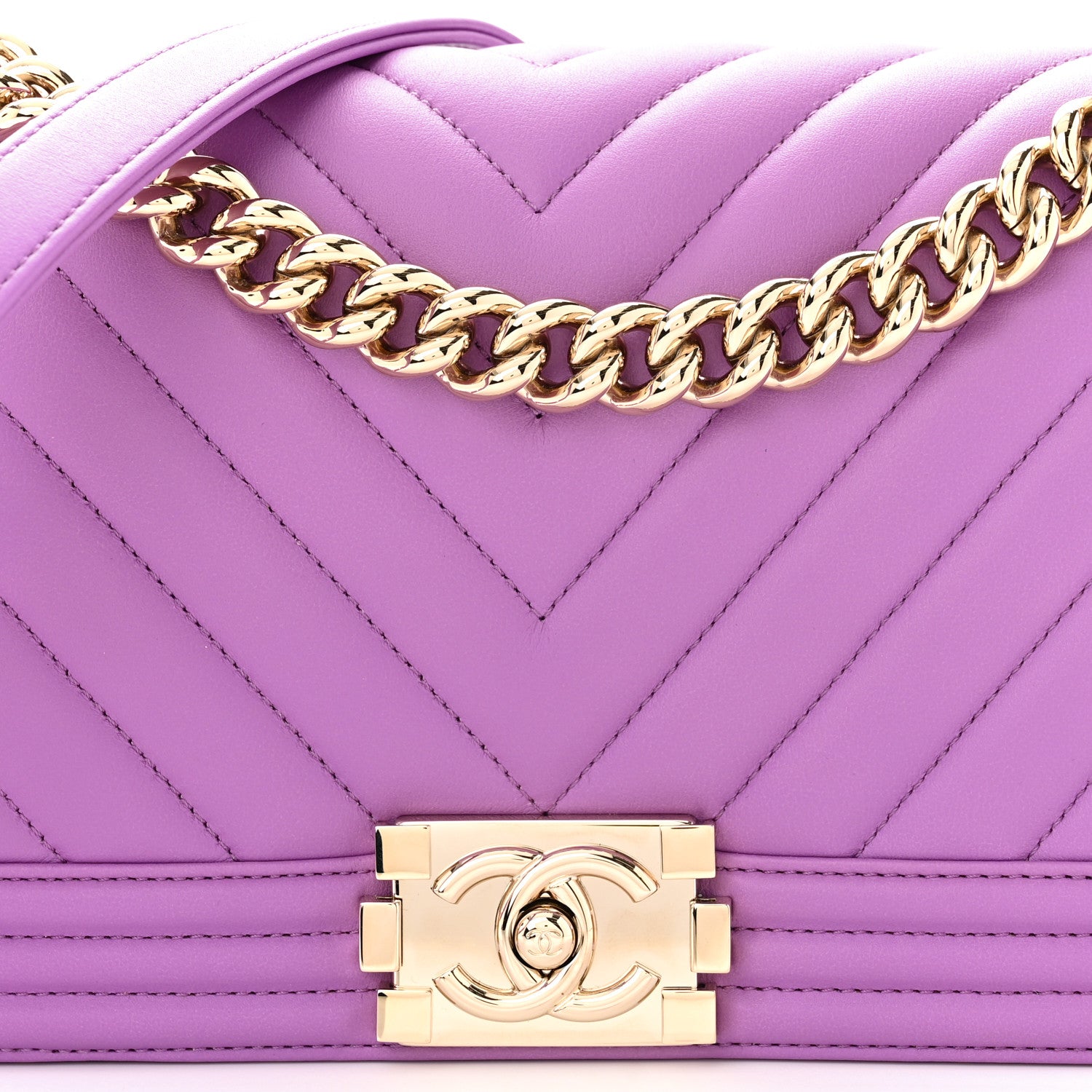 Chanel Lambskin Chevron Quilted Medium Boy Flap Purple 8 of 11
