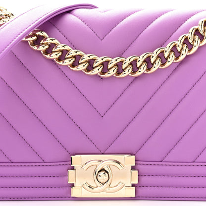 Chanel Lambskin Chevron Quilted Medium Boy Flap Purple 8 of 11