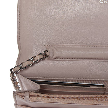 Chanel Lambskin Quilted Wallet On Chain WOC Rose Pale 9 of 26