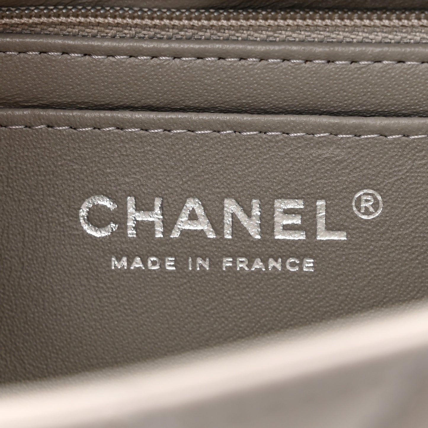 Lambskin Quilted Mini Rectangular Flap Grey