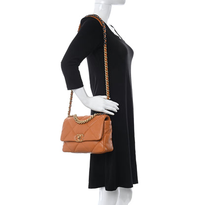 Chanel Lambskin Quilted Medium Chanel 19 Flap Light Brown 2 of 10