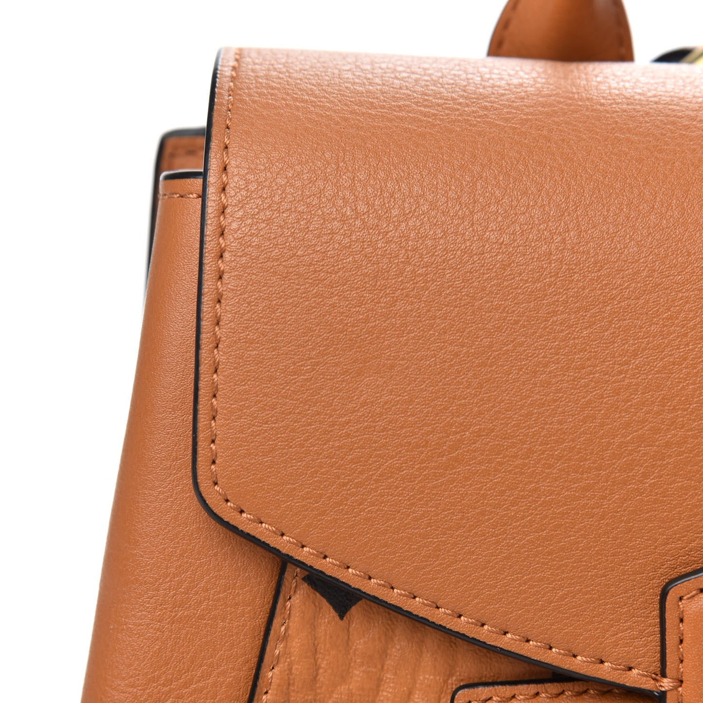 Calfskin Essential Visetos Small Backpack Cognac
