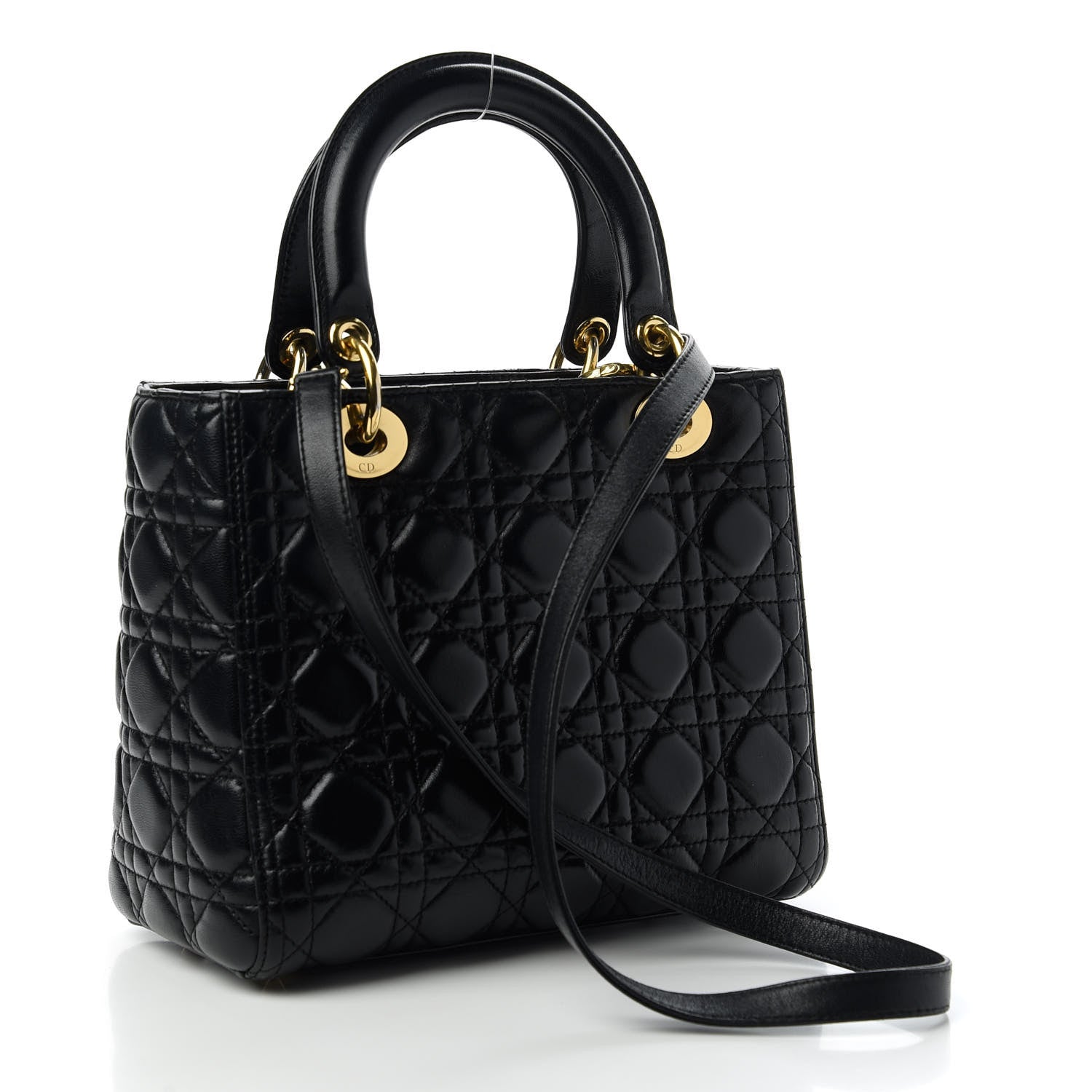 Christian Dior Lambskin Cannage Medium Lady Dior Black 3 of 10