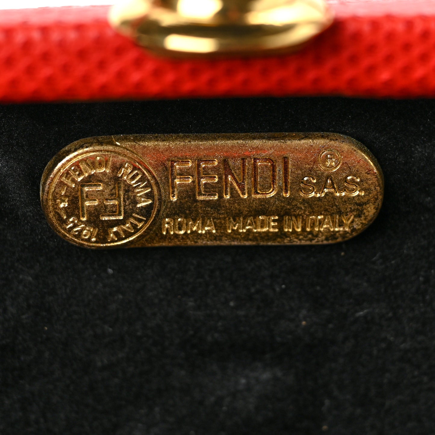 Lizard Embossed FF Crossbody Bag Red