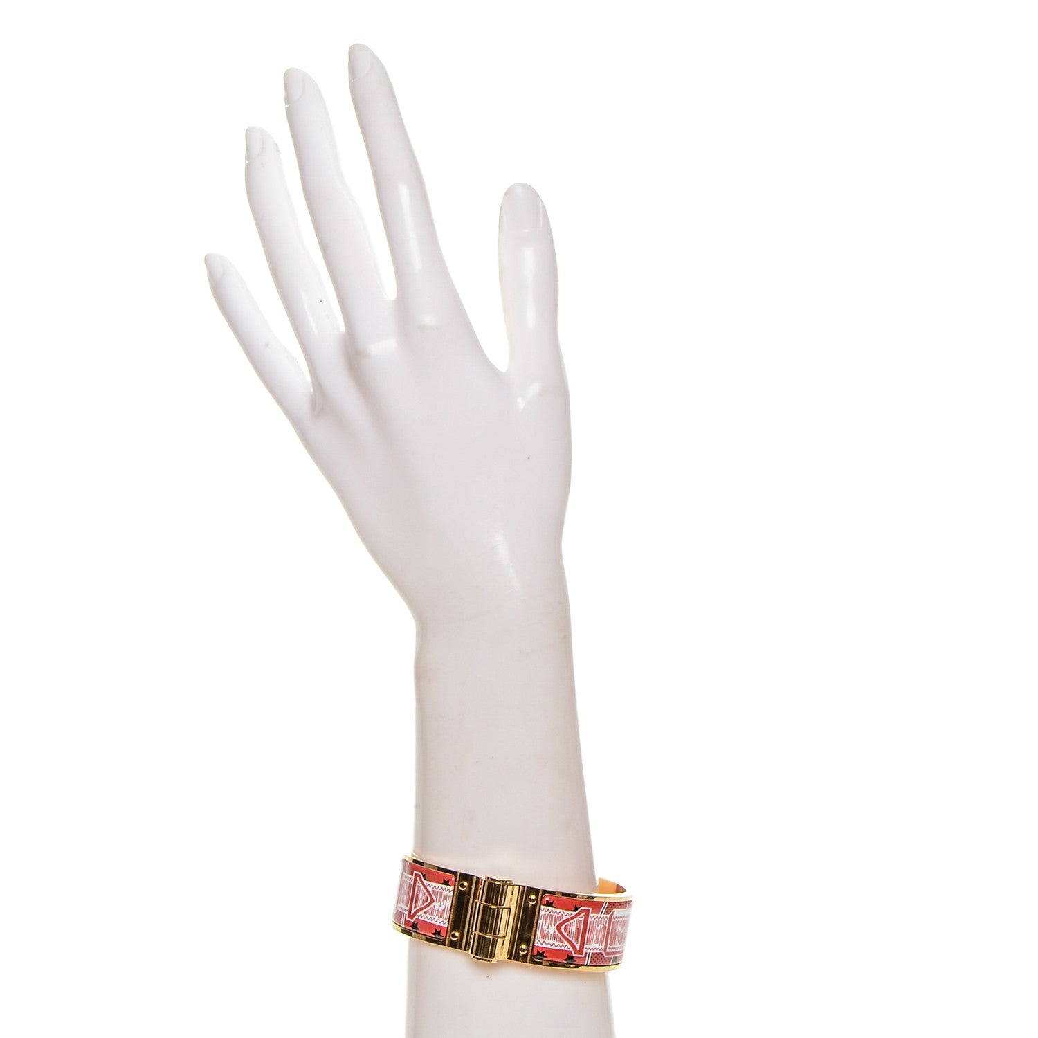 Hermes Enamel Printed Wide Eperon d'Or Bandana Hinged Bracelet M 2 of 5