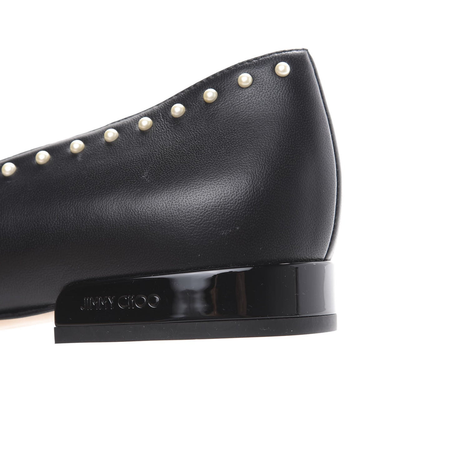 Nappa Pearl Studded Jaida Flat Loafer 39.5 Black