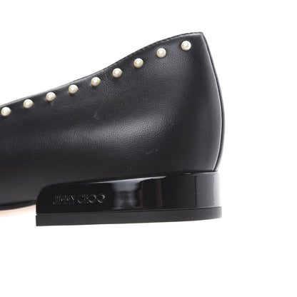 Jimmy Choo Nappa Pearl Studded Jaida Flat Loafer 39.5 Black 8 of 8