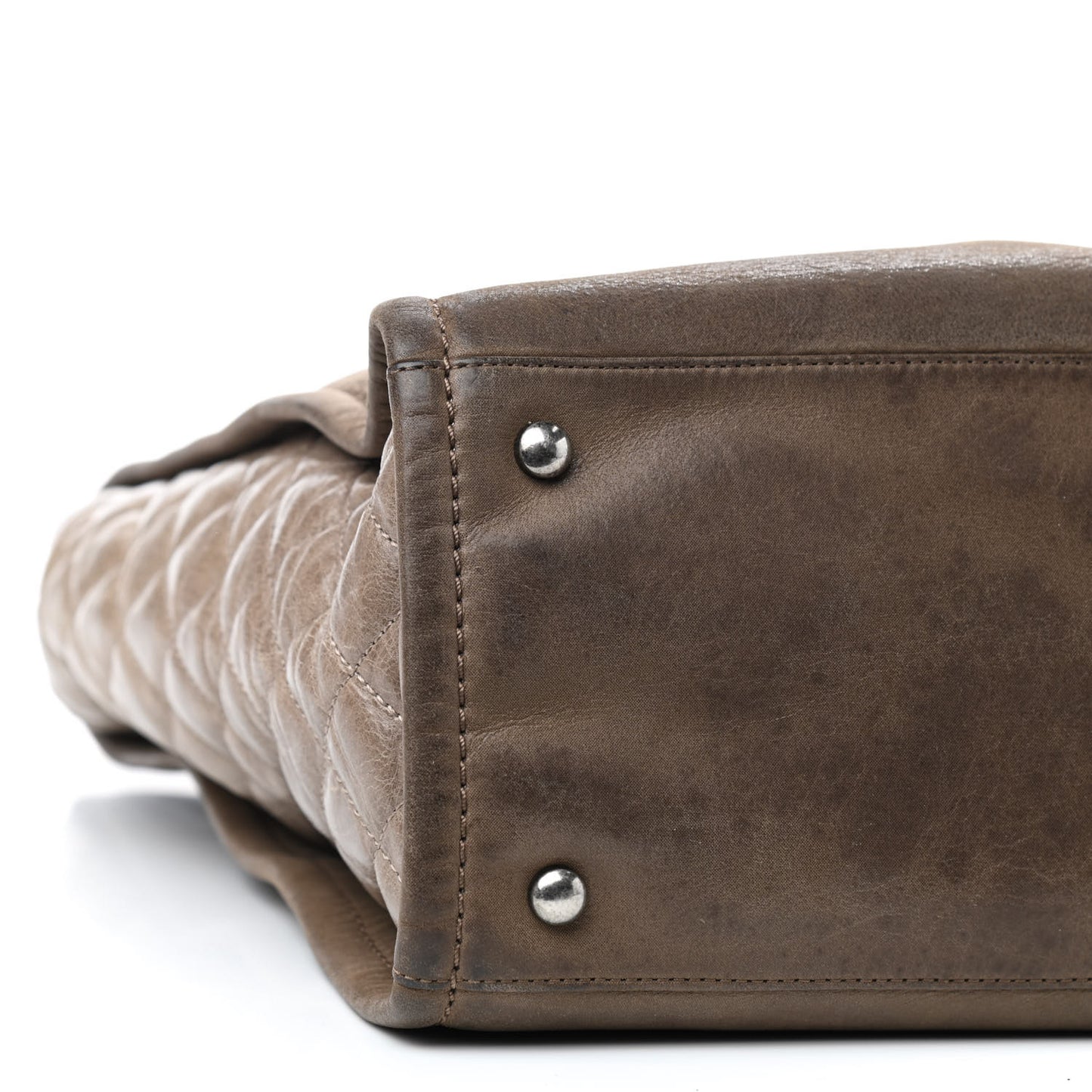 Iridescent Calfskin In The Mix Tall Tote Khaki