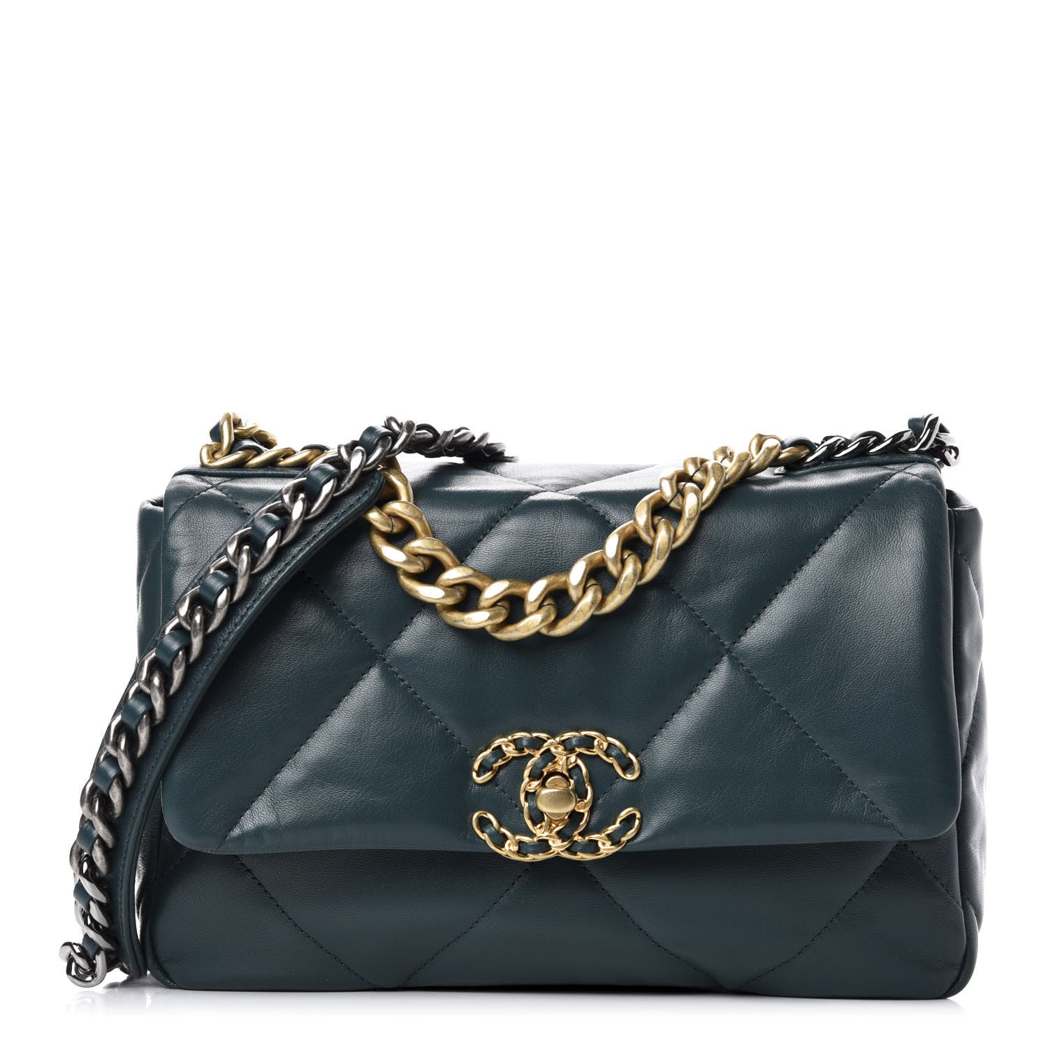 Chanel Lambskin Quilted Medium 19 Flap Green 1 of 11