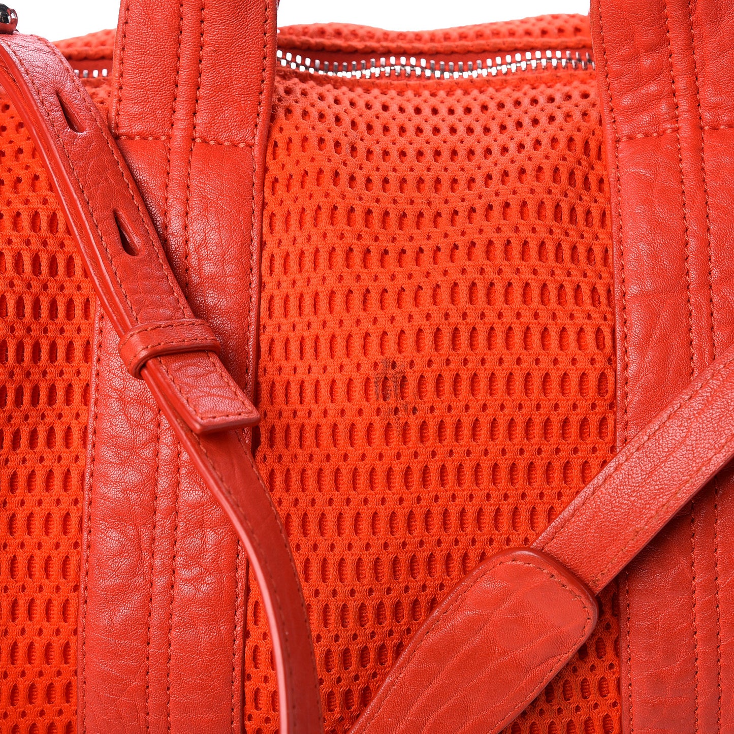 Pebbled Lambskin Woven Rocco Red Silver Hardware
