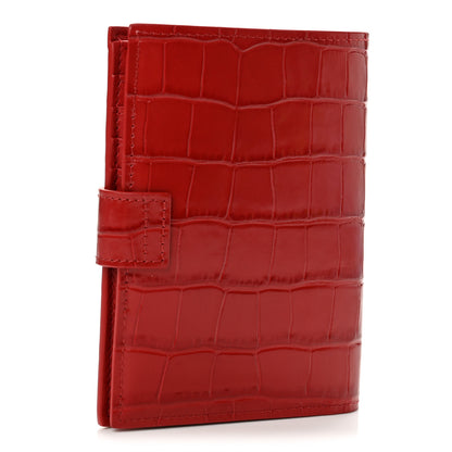 Chanel Calfskin Crocodile Embossed Crococo Passport Holder Dark Red 3 of 8
