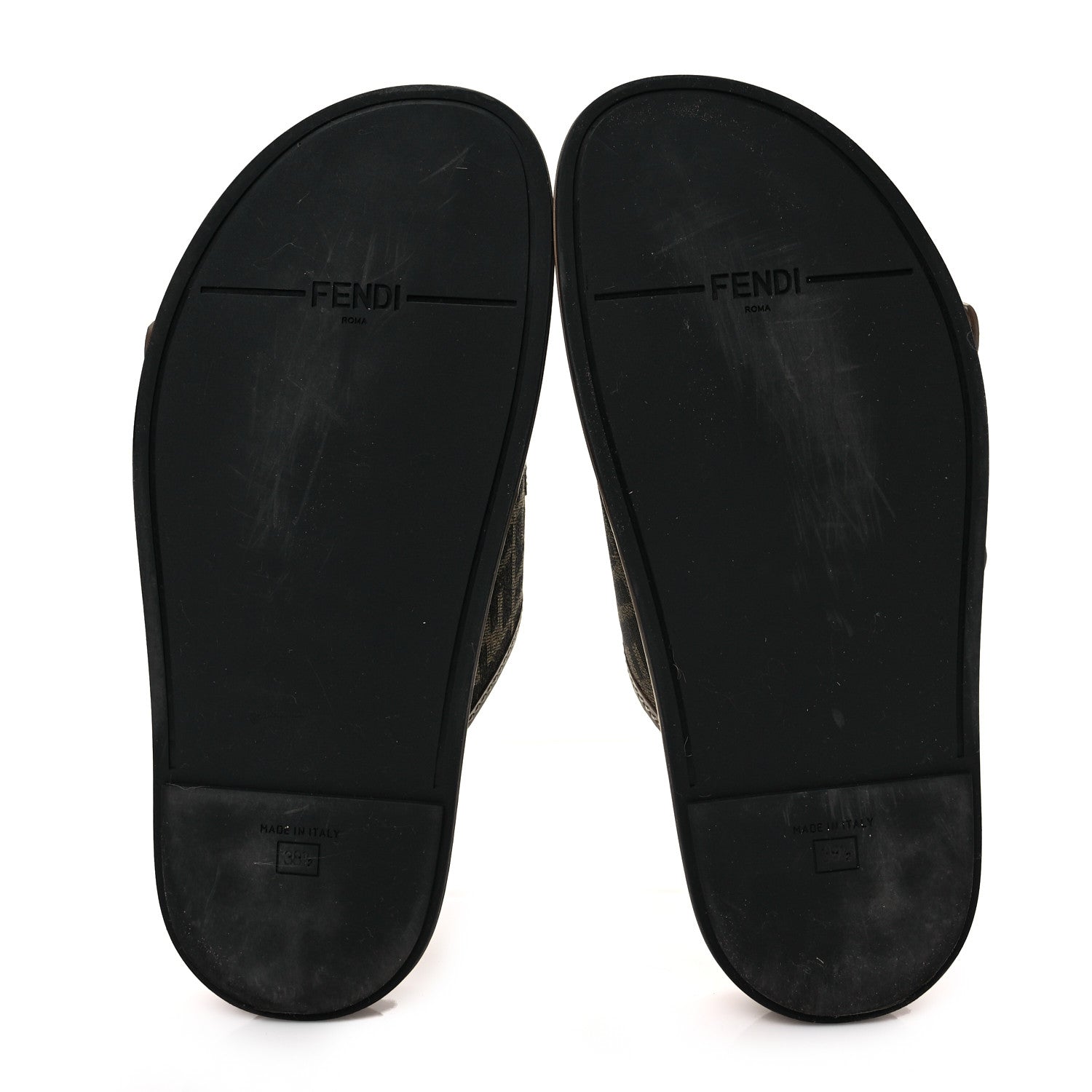 Fendi Fabric Jacquard Nappa FF Womens Fendi Feel Buckled Slide Sandals 38.5 Tobacco Black Miele Scuro 5 of 8