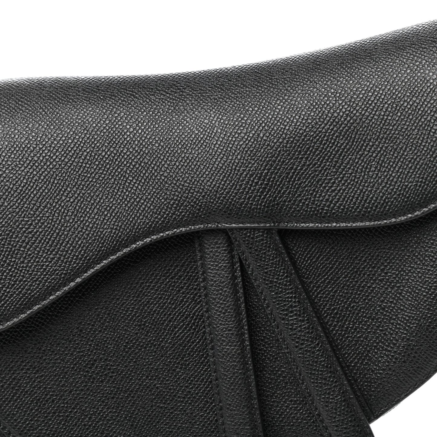 Grained Calfskin Saddle Bag Black