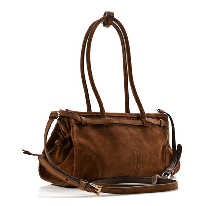 Prada Suede Triangle Medium Bonnie Shoulder Bag Cacao 3 of 15