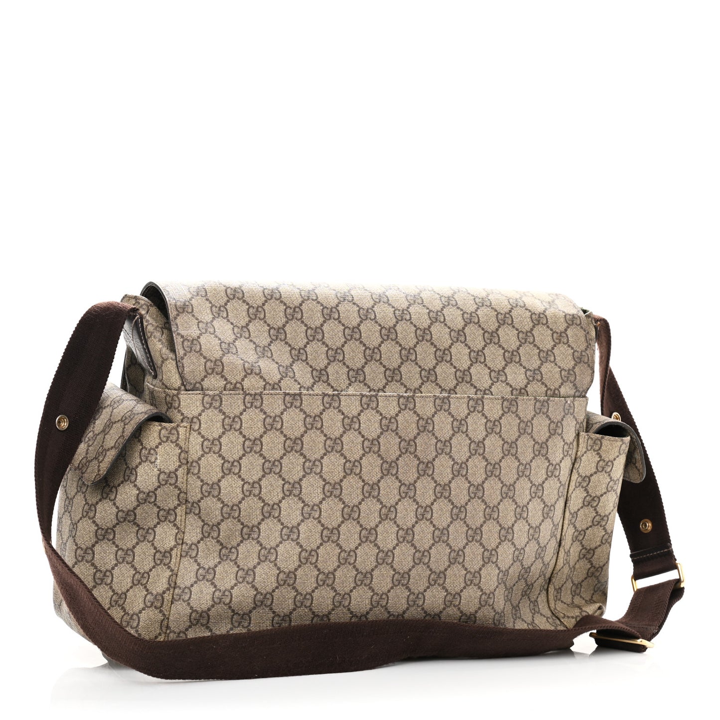 GG Plus Monogram Messenger Diaper Bag Dark Brown