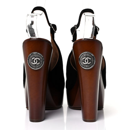 Chanel Suede CC Wood Clogs 41 Brown Black 5 of 8