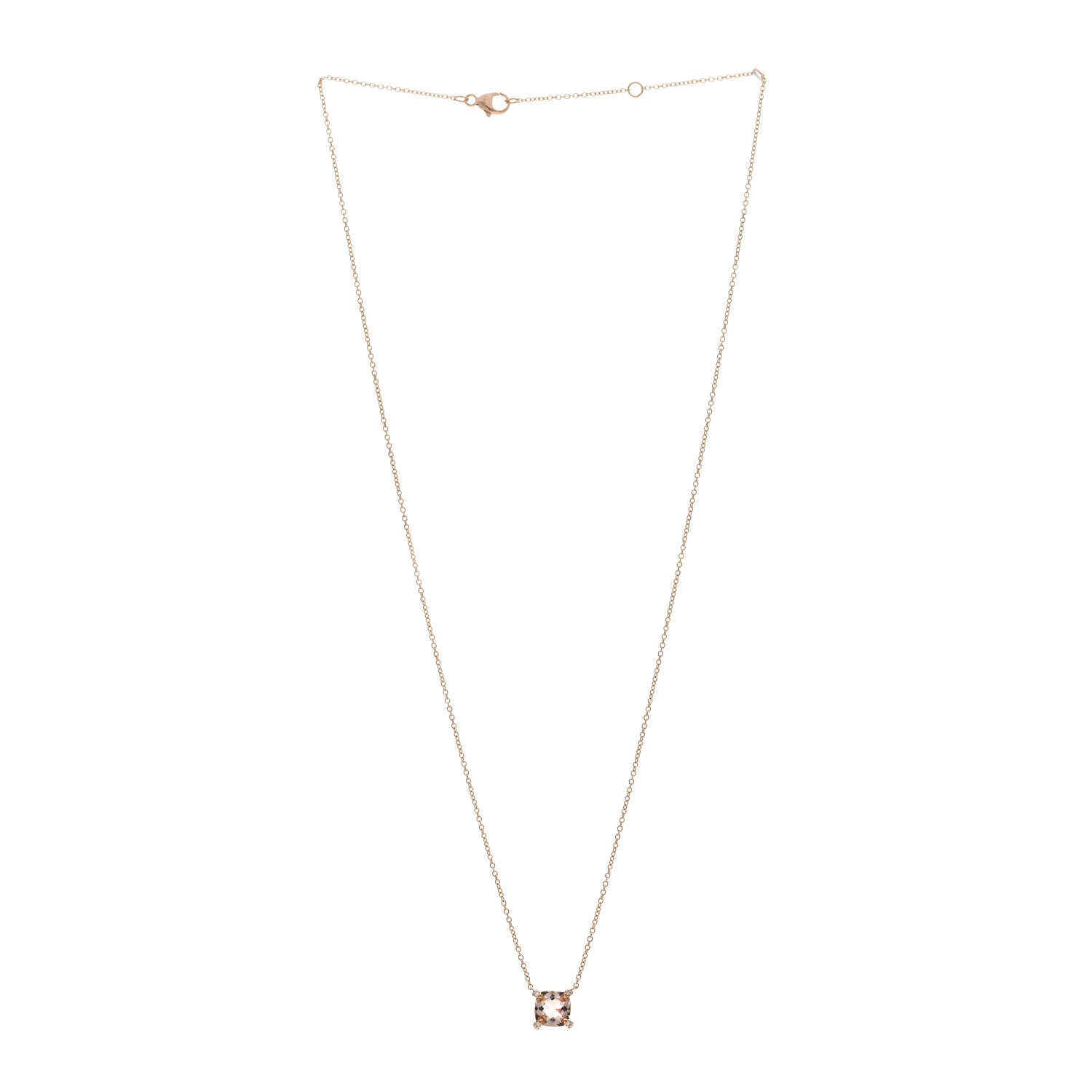 David Yurman 18K Rose Gold Diamond Morganite 7mm Petite Chatelaine Pendant Necklace 2 of 4