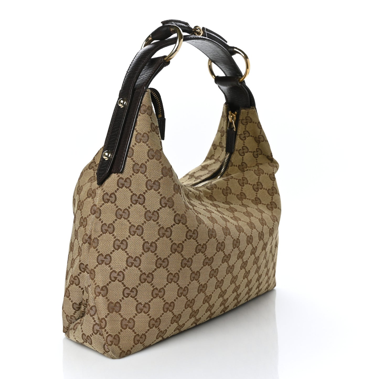 Monogram Medium Horsebit Chain Hobo Dark Brown