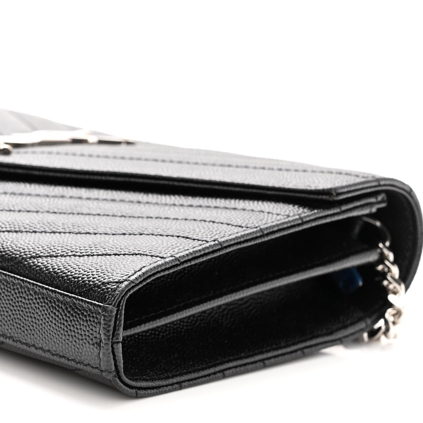 Grain De Poudre Matelasse Chevron Monogram Chain Wallet Black