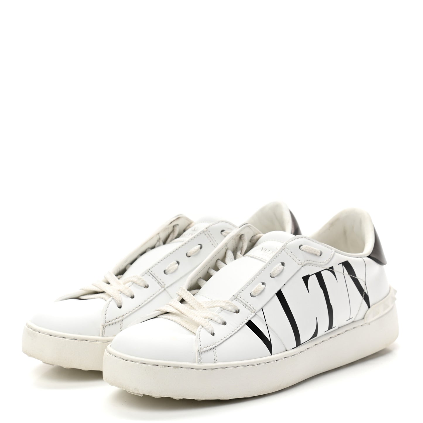 Calfskin VLTN Rockstud Open Sneakers 36 White