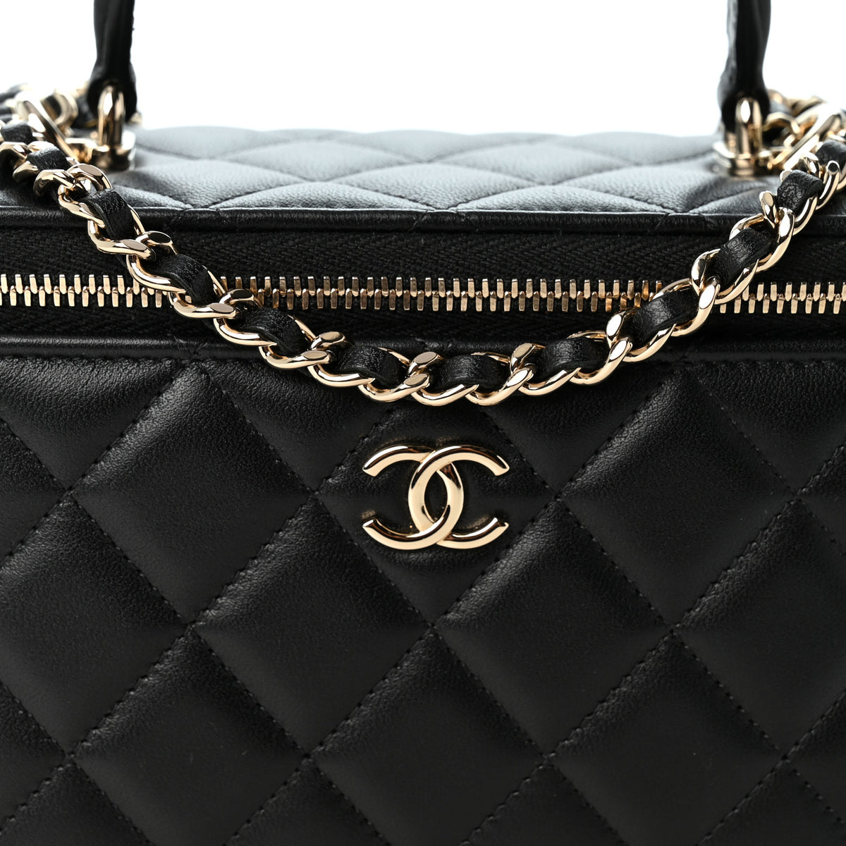 Chanel Lambskin Quilted Small Top Handle Vanity Case With Chain Black 8 of 10
