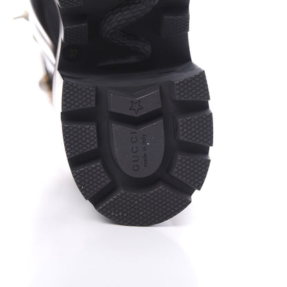Gucci Magnum Calfskin Fur Pearl Lace Up Combat Ankle Boots 37 Black Naturale 6 of 8
