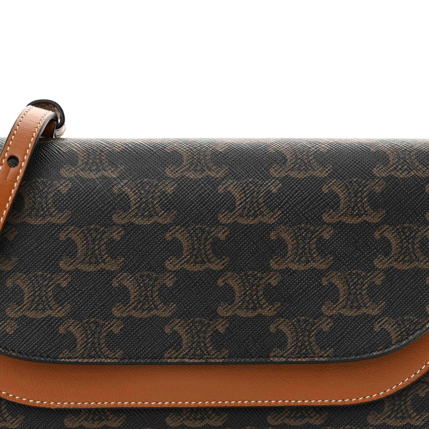 Celine Triomphe Canvas Lambskin Wallet On Strap Tan 8 of 11