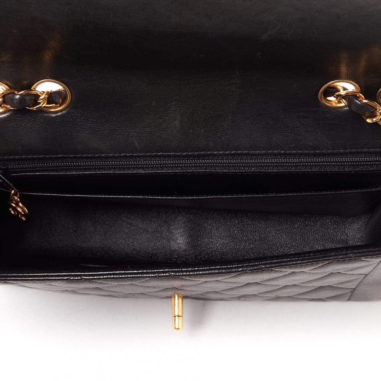 Lambskin Quilted Small Single Flap Black
