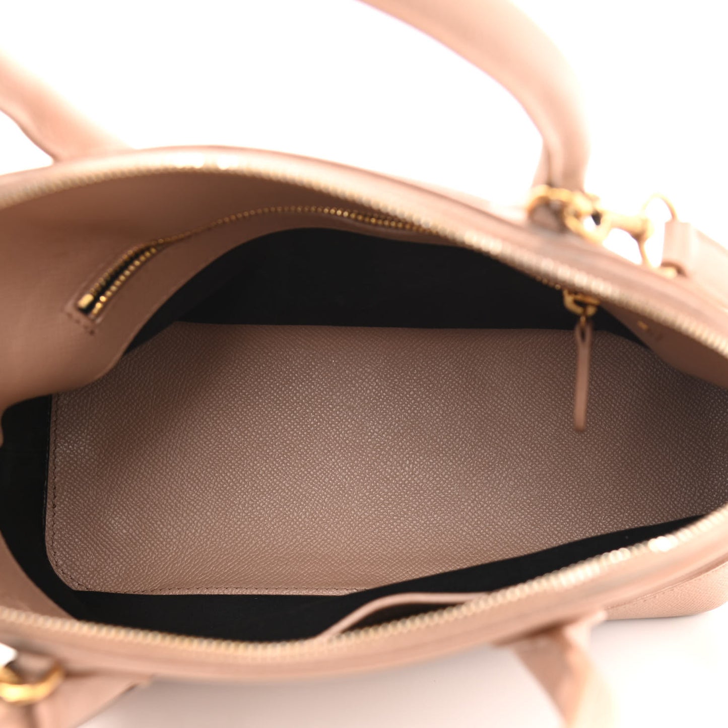 Grained Calfskin S Ville Top Handle Bag Beige Tapioca