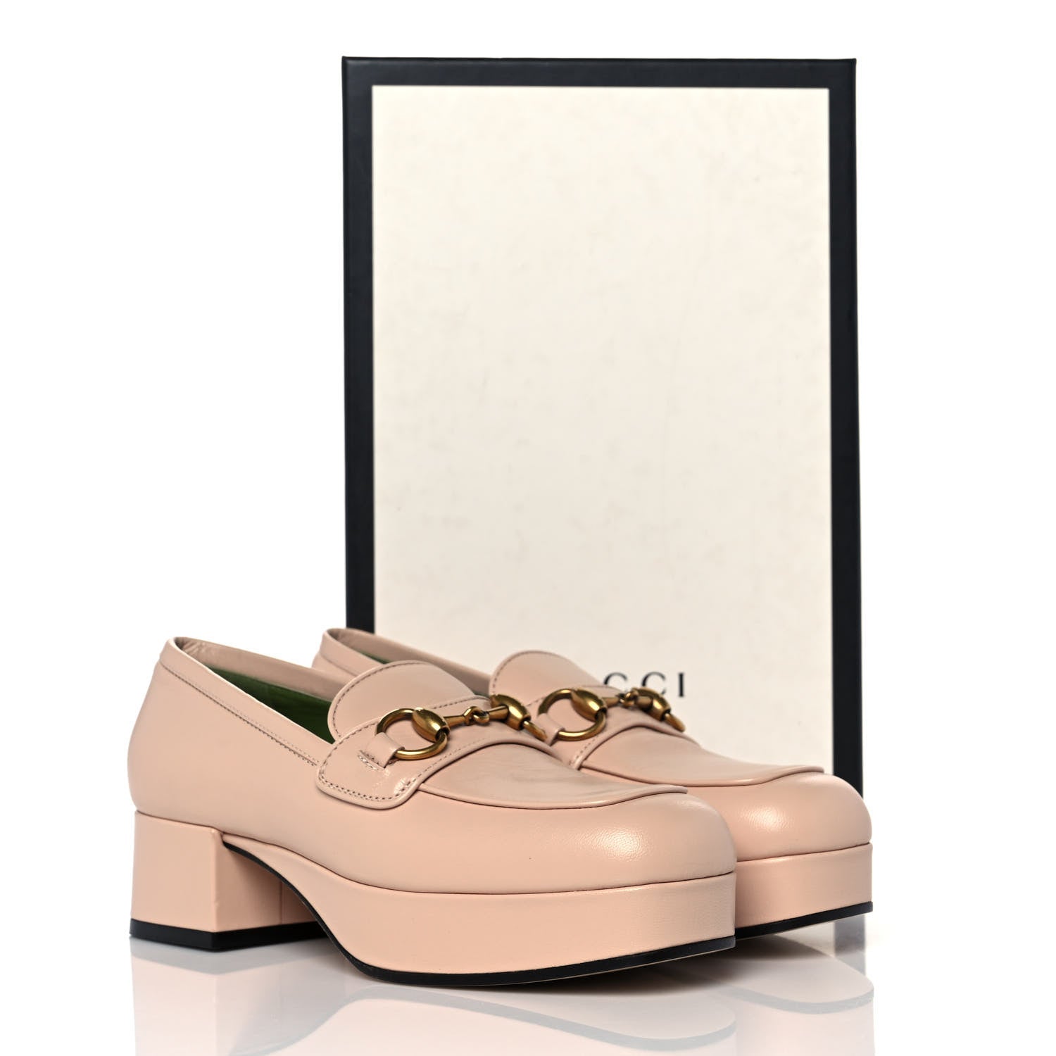 Gucci Goatskin Houdan Platform Loafers 35 Beige 9 of 9
