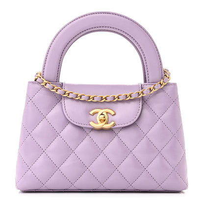 Chanel Shiny Aged Calfskin Quilted Nano Kelly Shopper Lilac 1 of 11