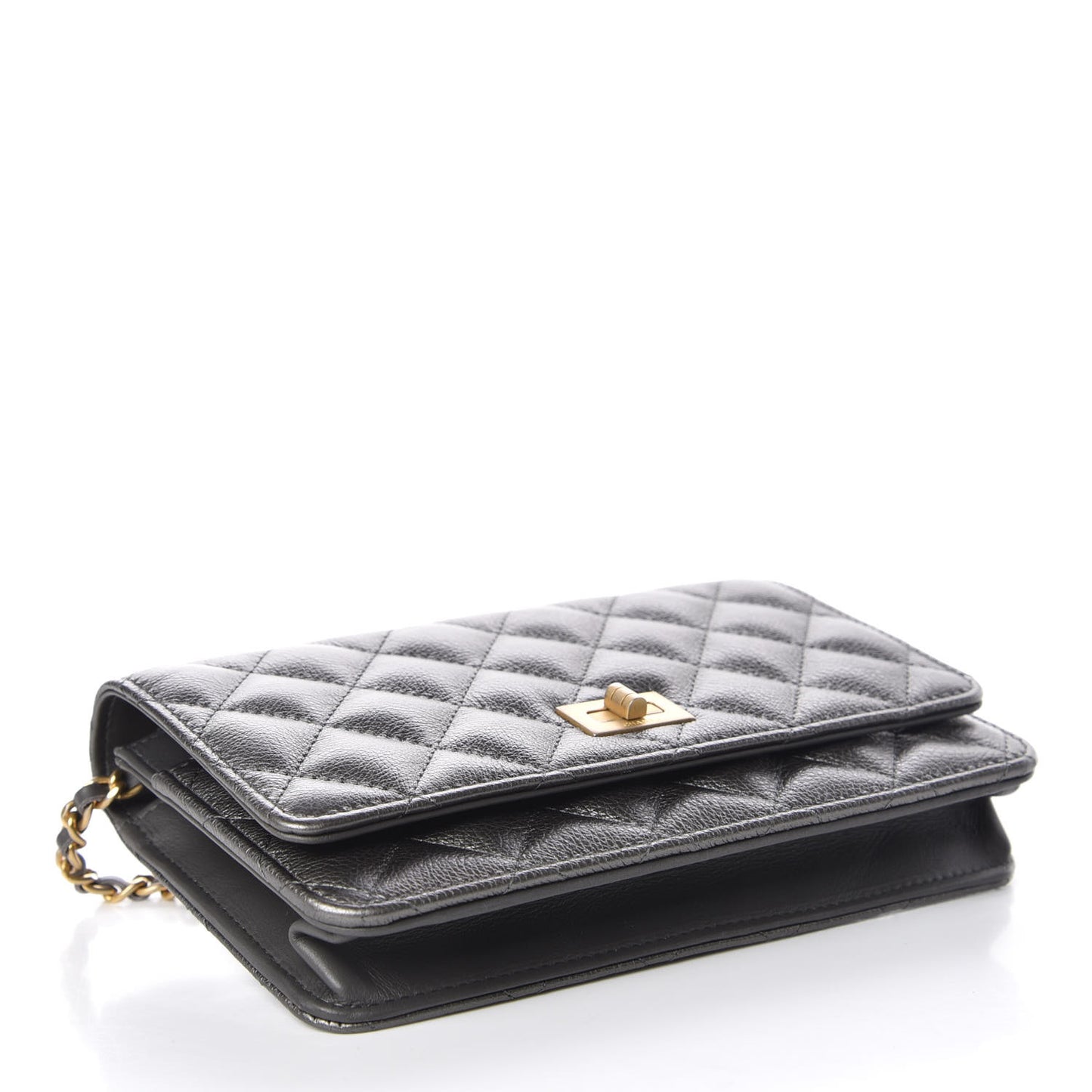 Calfskin Quilted Reissue Wallet On Chain WOC Charcoal