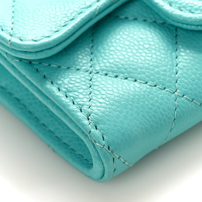 Chanel Caviar Quilted Flap Card Holder Wallet Turquoise 8 of 9