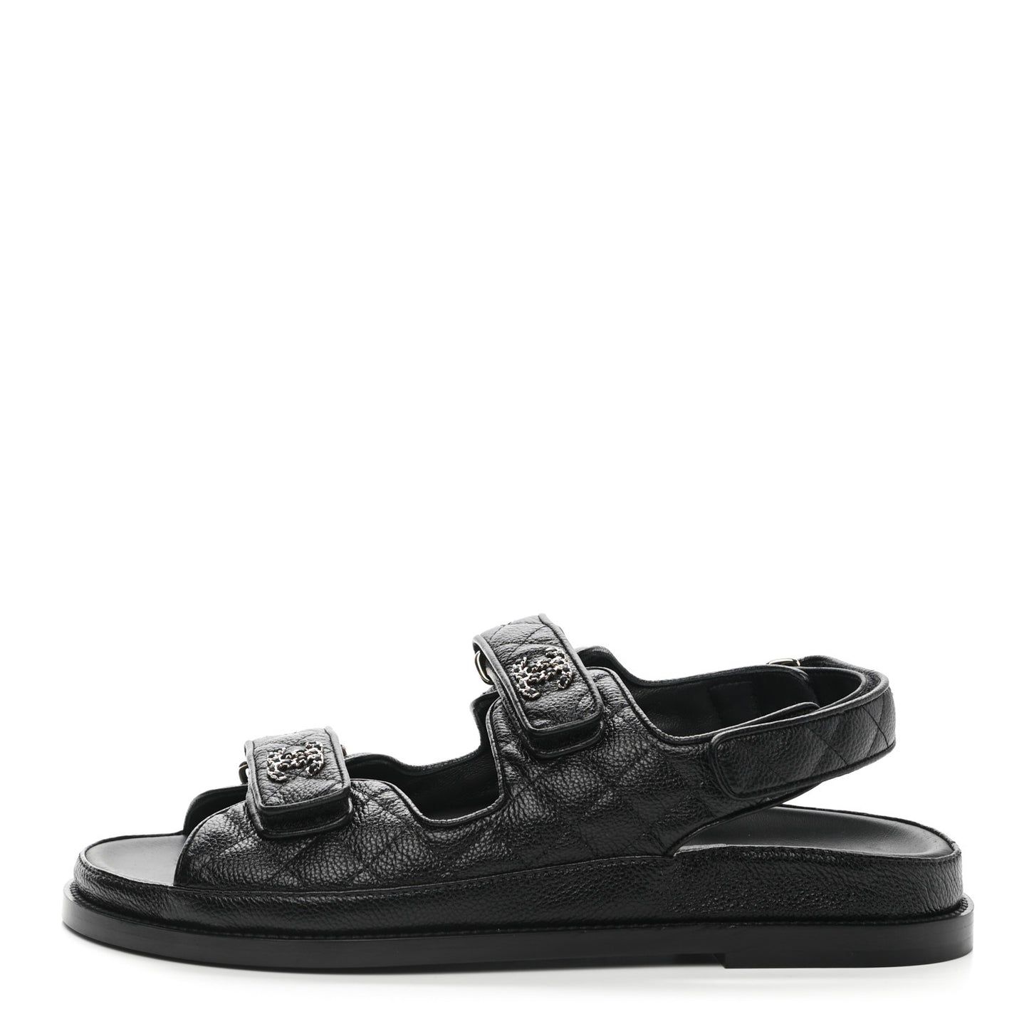 Grained Calfskin Velcro Dad Sandals 40.5 Black