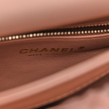 Chanel Shearling Lambskin Quilted Small Chain Top Handle Flap Pink 5 of 8