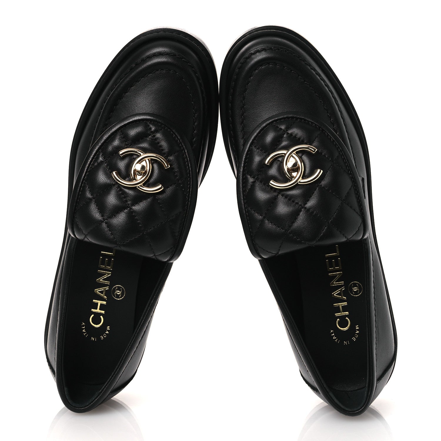 Chanel Lambskin Quilted CC Turnlock Loafers 36.5 Black 2 of 11