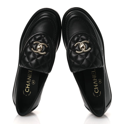 Chanel Lambskin Quilted CC Turnlock Loafers 36.5 Black 2 of 11